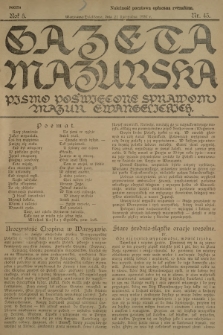 Gazeta Mazurska : pismo poświęcone sprawom Mazur ewangelickich. R.5, 1926, nr 43