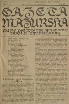 Gazeta Mazurska : pismo poświęcone sprawom Mazur ewangelickich. R.5, 1926, nr 45
