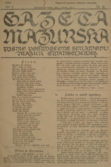 Gazeta Mazurska : pismo poświęcone sprawom Mazur ewangelickich. R.5, 1926, nr 46
