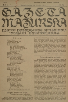 Gazeta Mazurska : pismo poświęcone sprawom Mazur ewangelickich. R.5, 1926, nr 47