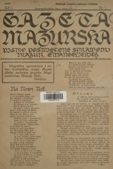 Gazeta Mazurska : pismo poświęcone sprawom Mazur ewangelickich. R.6, 1927, nr 1