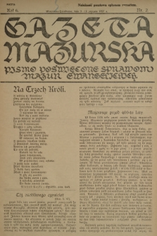 Gazeta Mazurska : pismo poświęcone sprawom Mazur ewangelickich. R.6, 1927, nr 2