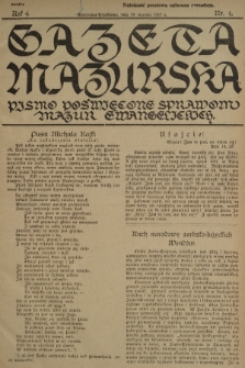 Gazeta Mazurska : pismo poświęcone sprawom Mazur ewangelickich. R.6, 1927, nr 4