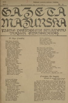Gazeta Mazurska : pismo poświęcone sprawom Mazur ewangelickich. R.6, 1927, nr 10