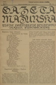 Gazeta Mazurska : pismo poświęcone sprawom Mazur ewangelickich. R.6, 1927, nr 11
