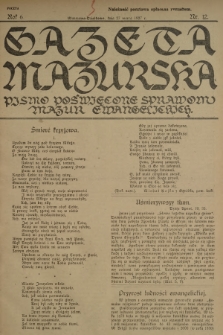 Gazeta Mazurska : pismo poświęcone sprawom Mazur ewangelickich. R.6, 1927, nr 12