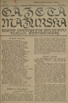 Gazeta Mazurska : pismo poświęcone sprawom Mazur ewangelickich. R.6, 1927, nr 18