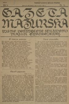 Gazeta Mazurska : pismo poświęcone sprawom Mazur ewangelickich. R.6, 1927, nr 19