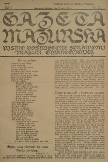 Gazeta Mazurska : pismo poświęcone sprawom Mazur ewangelickich. R.6, 1927, nr 20