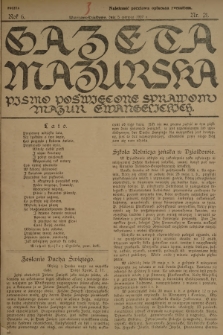 Gazeta Mazurska : pismo poświęcone sprawom Mazur ewangelickich. R.6, 1927, nr 21