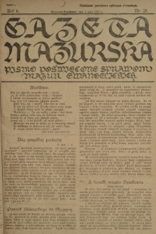 Gazeta Mazurska : pismo poświęcone sprawom Mazur ewangelickich. R.6, 1927, nr 25