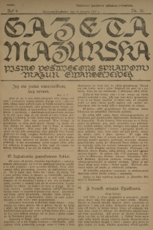 Gazeta Mazurska : pismo poświęcone sprawom Mazur ewangelickich. R.6, 1927, nr 36