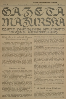 Gazeta Mazurska : pismo poświęcone sprawom Mazur ewangelickich. R.6, 1927, nr 37