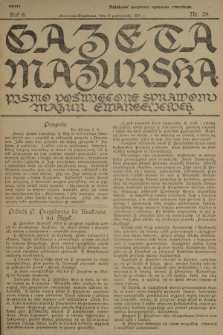 Gazeta Mazurska : pismo poświęcone sprawom Mazur ewangelickich. R.6, 1927, nr 38
