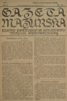 Gazeta Mazurska : pismo poświęcone sprawom Mazur ewangelickich. R.6, 1927, nr 39
