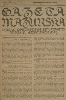 Gazeta Mazurska : pismo poświęcone sprawom Mazur ewangelickich. R.6, 1927, nr 44