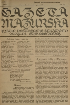 Gazeta Mazurska : pismo poświęcone sprawom Mazur ewangelickich. R.6, 1927, nr 45