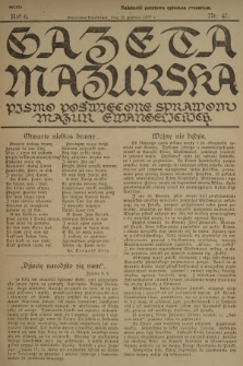 Gazeta Mazurska : pismo poświęcone sprawom Mazur ewangelickich. R.6, 1927, nr 47