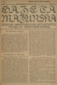 Gazeta Mazurska : pismo poświęcone sprawom Mazur ewangelickich. R.7, 1928, nr 2