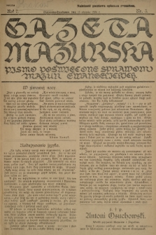 Gazeta Mazurska : pismo poświęcone sprawom Mazur ewangelickich. R.7, 1928, nr 3