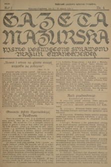 Gazeta Mazurska : pismo poświęcone sprawom Mazur ewangelickich. R.7, 1928, nr 4