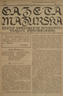 Gazeta Mazurska : pismo poświęcone sprawom Mazur ewangelickich. R.7, 1928, nr 14