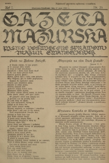 Gazeta Mazurska : pismo poświęcone sprawom Mazur ewangelickich. R.7, 1928, nr 20