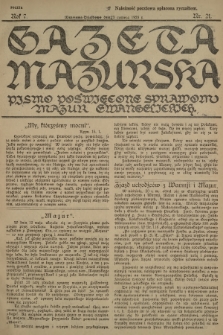 Gazeta Mazurska : pismo poświęcone sprawom Mazur ewangelickich. R.7, 1928, nr 21