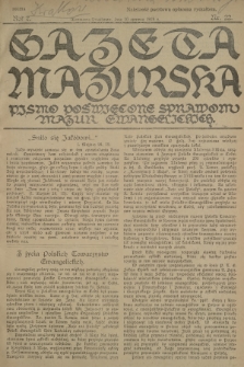 Gazeta Mazurska : pismo poświęcone sprawom Mazur ewangelickich. R.7, 1928, nr 22