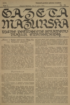 Gazeta Mazurska : pismo poświęcone sprawom Mazur ewangelickich. R.7, 1928, nr 23