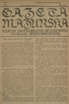 Gazeta Mazurska : pismo poświęcone sprawom Mazur ewangelickich. R.7, 1928, nr 24