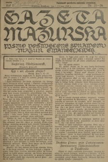 Gazeta Mazurska : pismo poświęcone sprawom Mazur ewangelickich. R.7, 1928, nr 25-26