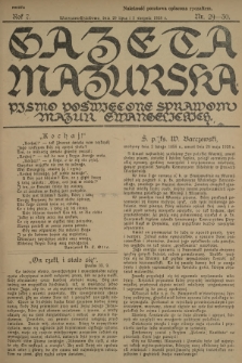 Gazeta Mazurska : pismo poświęcone sprawom Mazur ewangelickich. R.7, 1928, nr 29-30