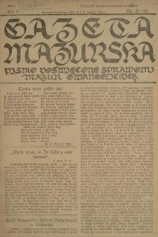 Gazeta Mazurska : pismo poświęcone sprawom Mazur ewangelickich. R.7, 1928, nr 31-32