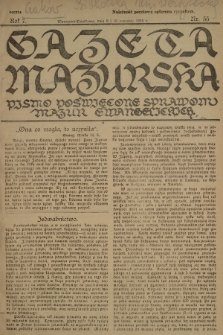 Gazeta Mazurska : pismo poświęcone sprawom Mazur ewangelickich. R.7, 1928, nr 35