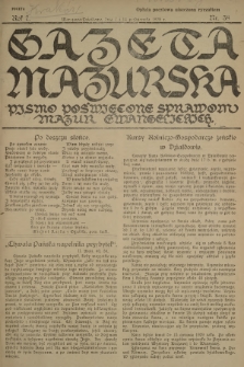 Gazeta Mazurska : pismo poświęcone sprawom Mazur ewangelickich. R.7, 1928, nr 38