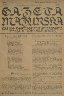 Gazeta Mazurska : pismo poświęcone sprawom Mazur ewangelickich. R.7, 1928, nr 40