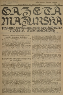 Gazeta Mazurska : pismo poświęcone sprawom Mazur ewangelickich. R.7, 1928, nr 43