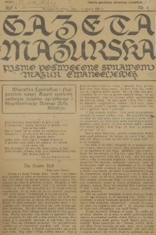Gazeta Mazurska : pismo poświęcone sprawom Mazur ewangelickich. R.8, 1929, nr 1