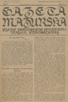Gazeta Mazurska : pismo poświęcone sprawom Mazur ewangelickich. R.8, 1929, nr 5