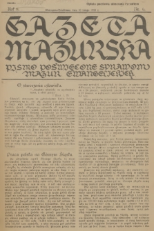 Gazeta Mazurska : pismo poświęcone sprawom Mazur ewangelickich. R.8, 1929, nr 6