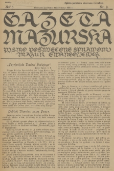 Gazeta Mazurska : pismo poświęcone sprawom Mazur ewangelickich. R.8, 1929, nr 9