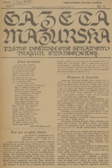 Gazeta Mazurska : pismo poświęcone sprawom Mazur ewangelickich. R.8, 1929, nr 17
