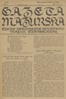 Gazeta Mazurska : pismo poświęcone sprawom Mazur ewangelickich. R.8, 1929, nr 31-32