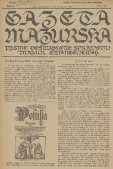 Gazeta Mazurska : pismo poświęcone sprawom Mazur ewangelickich. R.8, 1929, nr 39