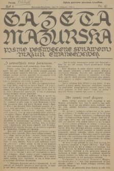 Gazeta Mazurska : pismo poświęcone sprawom Mazur ewangelickich. R.8, 1929, nr 47