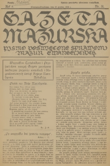 Gazeta Mazurska : pismo poświęcone sprawom Mazur ewangelickich. R.8, 1929, nr 51