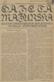 Gazeta Mazurska : pismo poświęcone sprawom Mazur ewangelickich. R.9, 1930, nr 2