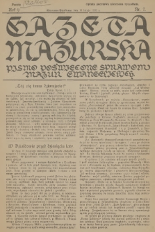 Gazeta Mazurska : pismo poświęcone sprawom Mazur ewangelickich. R.9, 1930, nr 7