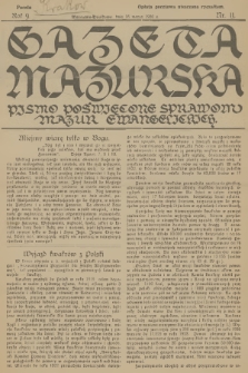 Gazeta Mazurska : pismo poświęcone sprawom Mazur ewangelickich. R.9, 1930, nr 11